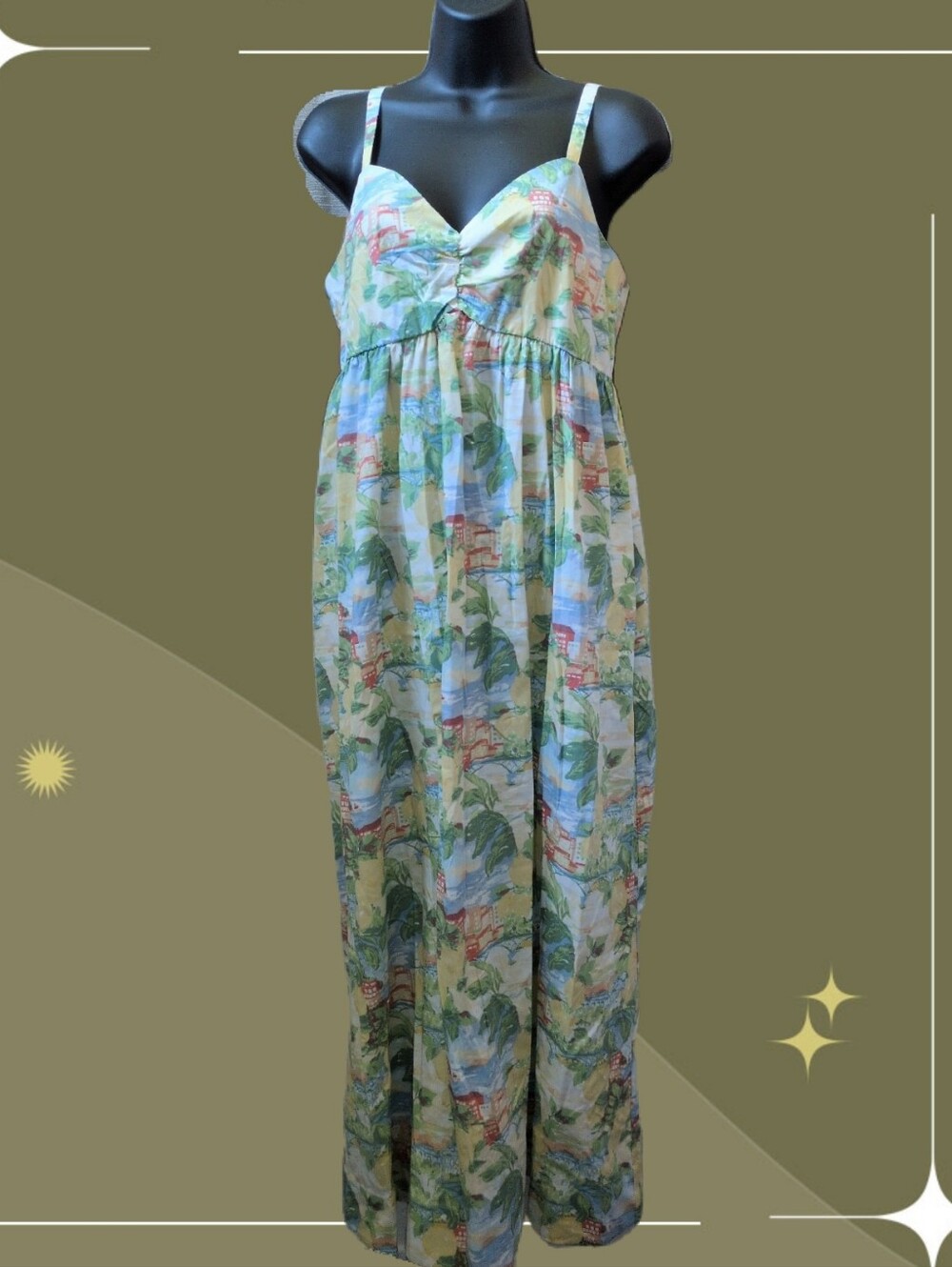✨ Nwt Abercrombie And Fitch Sweetheart Babydoll Maxi Dress In Tropical City M